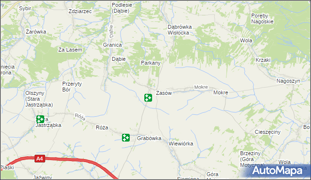 mapa Zasów, Zasów na mapie Targeo