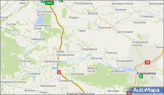 mapa Zbigniewice, Zbigniewice na mapie Targeo