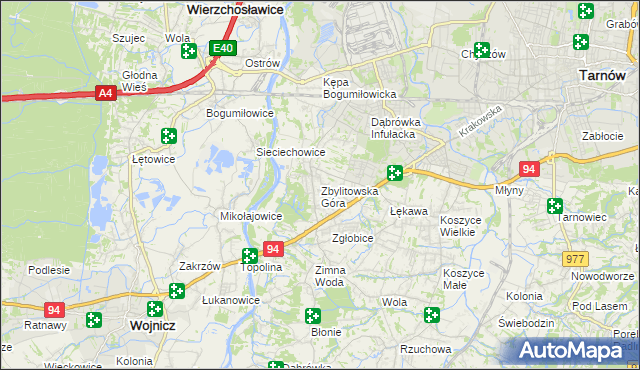 mapa Zbylitowska Góra, Zbylitowska Góra na mapie Targeo