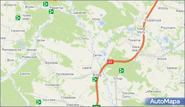 mapa Żerniki gmina Sobków, Żerniki gmina Sobków na mapie Targeo