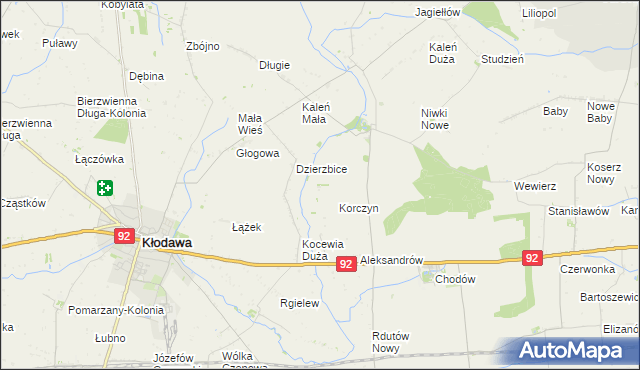 mapa Zieleniec gmina Chodów, Zieleniec gmina Chodów na mapie Targeo