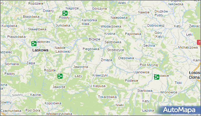 mapa Żmiąca, Żmiąca na mapie Targeo
