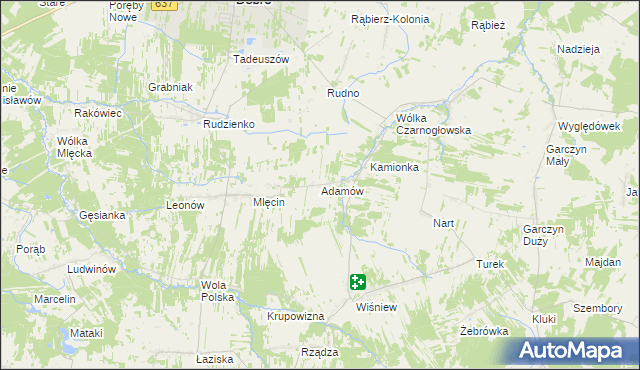 mapa Adamów gmina Dobre, Adamów gmina Dobre na mapie Targeo