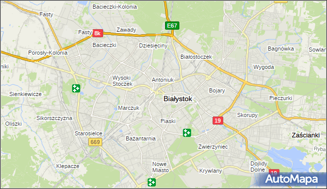 mapa Białegostoku, Białystok na mapie Targeo