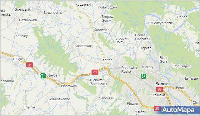 mapa Czerteż, Czerteż na mapie Targeo
