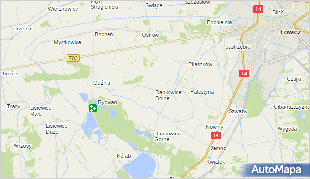 mapa Dąbkowice Dolne, Dąbkowice Dolne na mapie Targeo