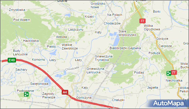 mapa Gniewczyna Tryniecka, Gniewczyna Tryniecka na mapie Targeo