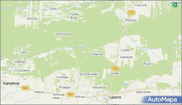 mapa Grabina gmina Leszno, Grabina gmina Leszno na mapie Targeo