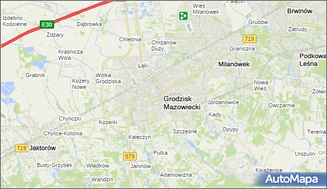 mapa Grodzisk Mazowiecki, Grodzisk Mazowiecki na mapie Targeo