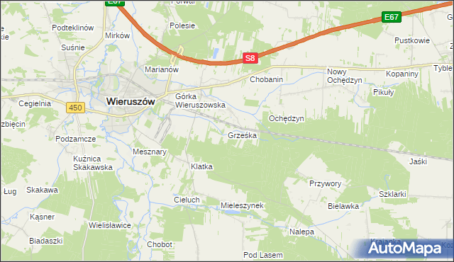 mapa Grześka, Grześka na mapie Targeo
