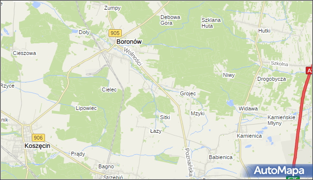 mapa Hucisko gmina Boronów, Hucisko gmina Boronów na mapie Targeo