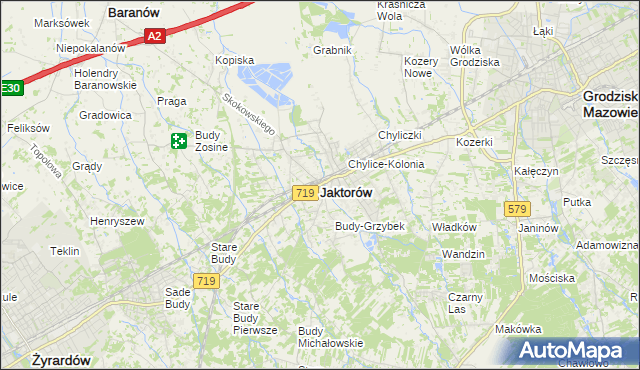 mapa Jaktorów, Jaktorów na mapie Targeo