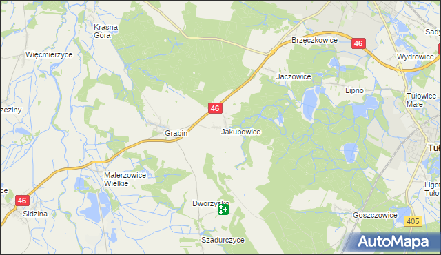 mapa Jakubowice gmina Niemodlin, Jakubowice gmina Niemodlin na mapie Targeo