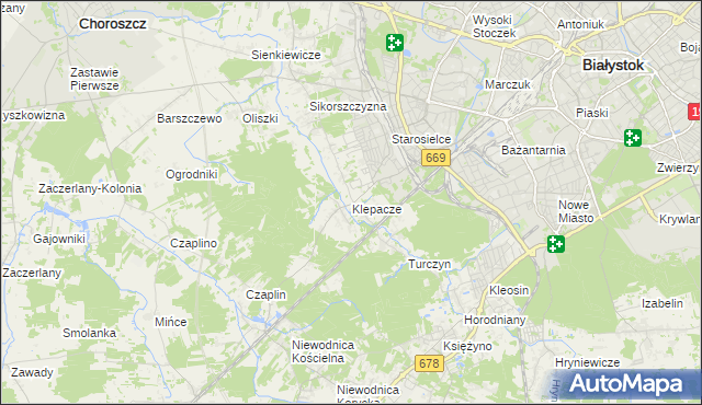 mapa Klepacze gmina Choroszcz, Klepacze gmina Choroszcz na mapie Targeo
