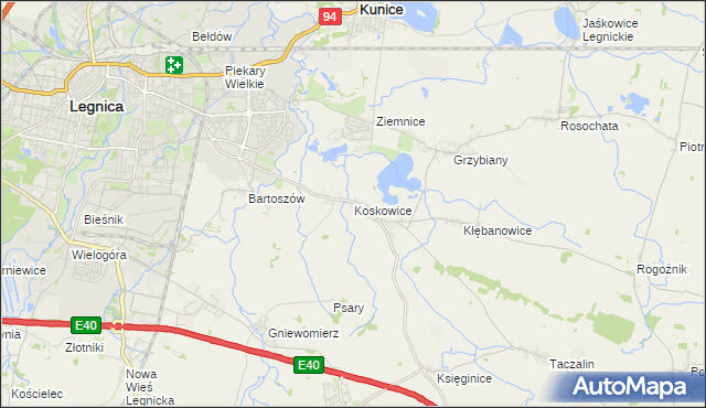 mapa Koskowice, Koskowice na mapie Targeo