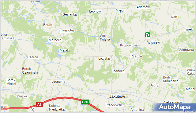 mapa Łaziska gmina Jakubów, Łaziska gmina Jakubów na mapie Targeo