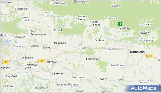 mapa Łazy gmina Kampinos, Łazy gmina Kampinos na mapie Targeo