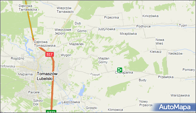 mapa Majdan Górny, Majdan Górny na mapie Targeo