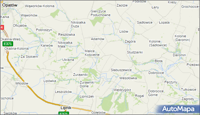 mapa Męczennice, Męczennice na mapie Targeo