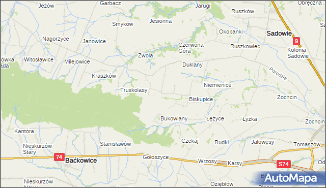 mapa Michałów gmina Sadowie, Michałów gmina Sadowie na mapie Targeo