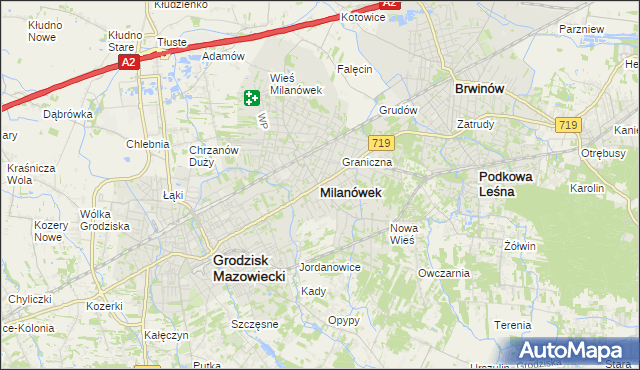 mapa Milanówek, Milanówek na mapie Targeo