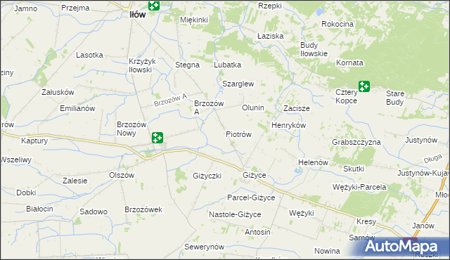 mapa Piotrów gmina Iłów, Piotrów gmina Iłów na mapie Targeo