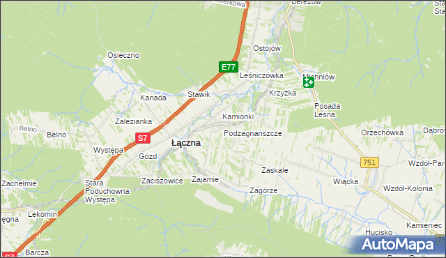 mapa Podzagnańszcze, Podzagnańszcze na mapie Targeo