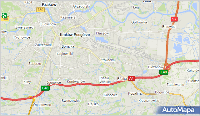 mapa Prokocim, Prokocim na mapie Targeo