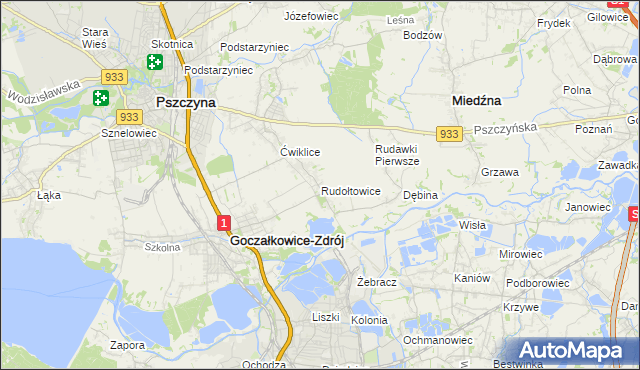 mapa Rudołtowice, Rudołtowice na mapie Targeo