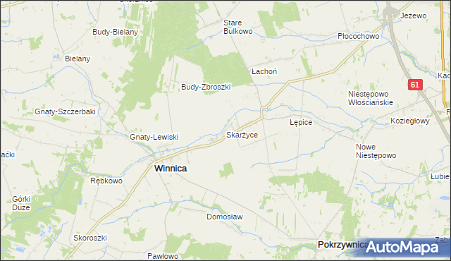 mapa Skarżyce gmina Winnica, Skarżyce gmina Winnica na mapie Targeo