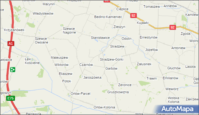 mapa Stradzew-Górki, Stradzew-Górki na mapie Targeo