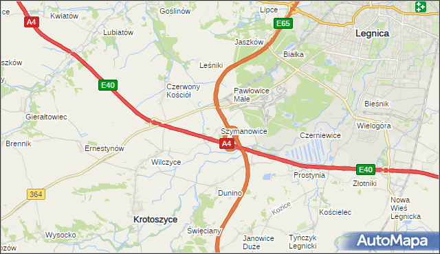mapa Szymanowice gmina Krotoszyce, Szymanowice gmina Krotoszyce na mapie Targeo