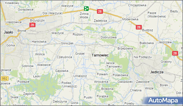 mapa Tarnowiec powiat jasielski, Tarnowiec powiat jasielski na mapie Targeo