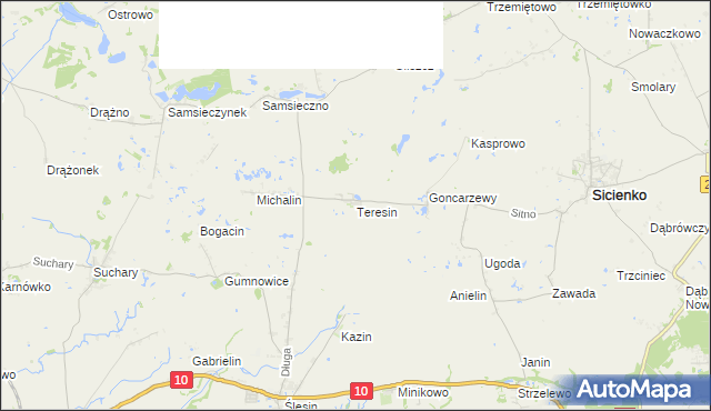mapa Teresin gmina Sicienko, Teresin gmina Sicienko na mapie Targeo