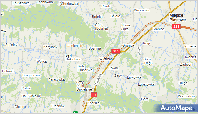 mapa Wietrzno gmina Dukla, Wietrzno gmina Dukla na mapie Targeo