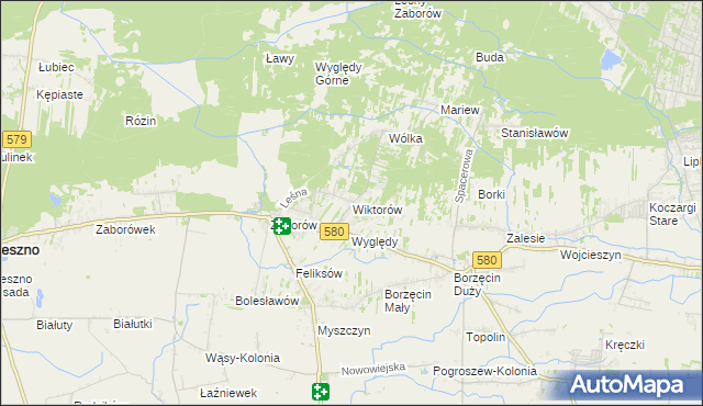 mapa Wiktorów gmina Leszno, Wiktorów gmina Leszno na mapie Targeo