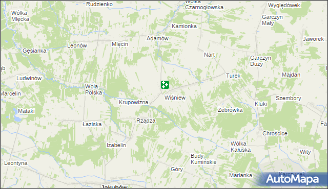 mapa Wiśniew gmina Jakubów, Wiśniew gmina Jakubów na mapie Targeo