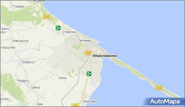 mapa Władysławowo powiat pucki, Władysławowo powiat pucki na mapie Targeo