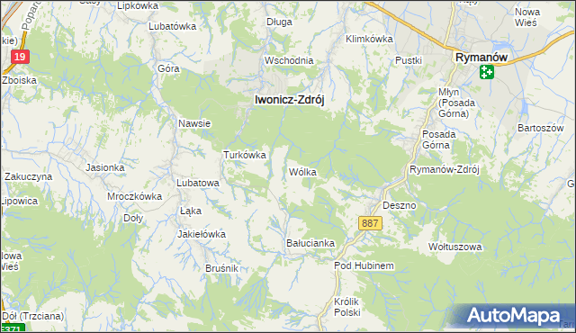 mapa Wólka gmina Rymanów, Wólka gmina Rymanów na mapie Targeo