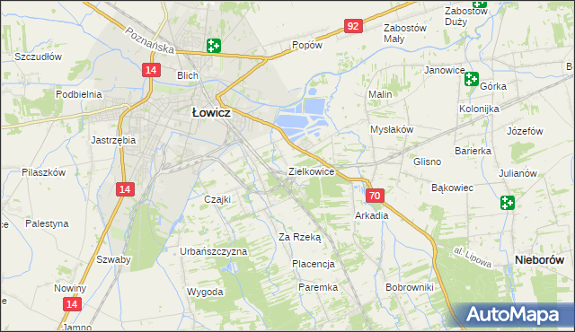 mapa Zielkowice, Zielkowice na mapie Targeo