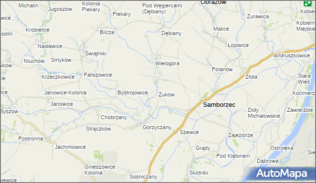 mapa Żuków gmina Samborzec, Żuków gmina Samborzec na mapie Targeo