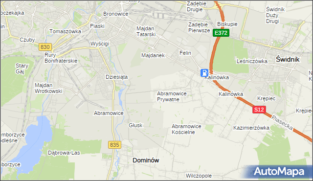 mapa Abramowice Prywatne, Abramowice Prywatne na mapie Targeo