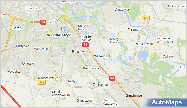 mapa Radwanice gmina Siechnice, Radwanice gmina Siechnice na mapie Targeo