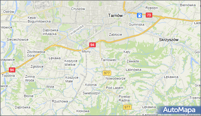 mapa Tarnowiec gmina Tarnów, Tarnowiec gmina Tarnów na mapie Targeo