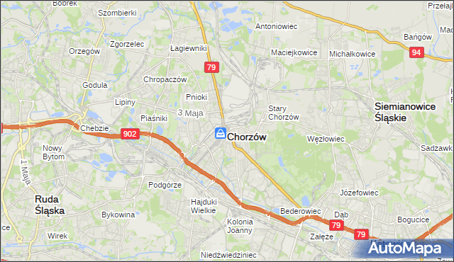 mapa Chorzów, Chorzów na mapie Targeo