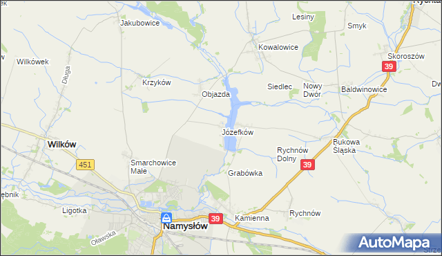 mapa Józefków gmina Namysłów, Józefków gmina Namysłów na mapie Targeo