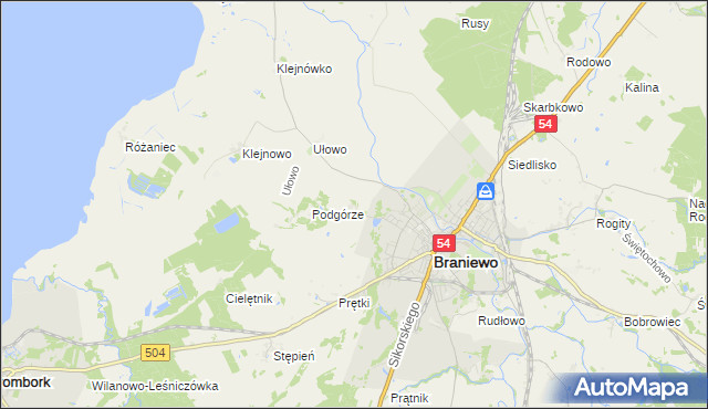 mapa Józefowo gmina Braniewo, Józefowo gmina Braniewo na mapie Targeo