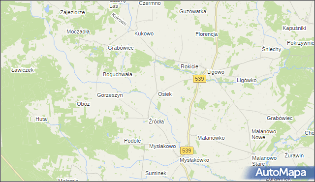 mapa Osiek gmina Mochowo, Osiek gmina Mochowo na mapie Targeo