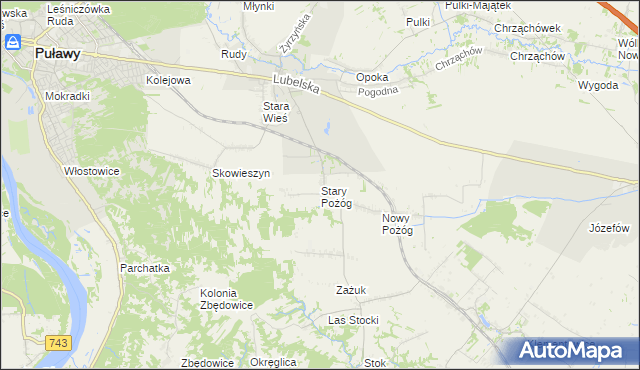 mapa Stary Pożóg, Stary Pożóg na mapie Targeo