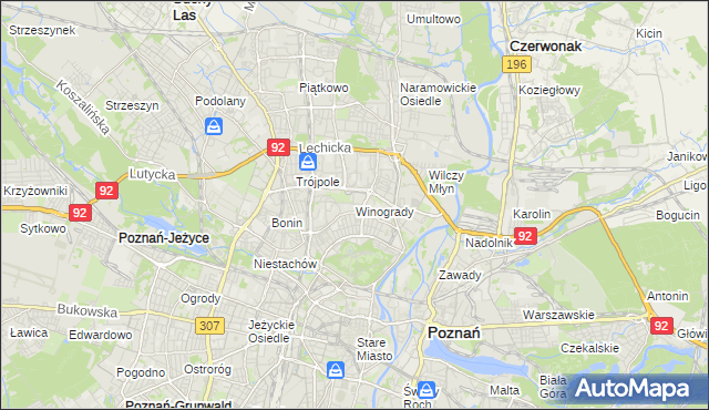 mapa Winogrady, Winogrady na mapie Targeo